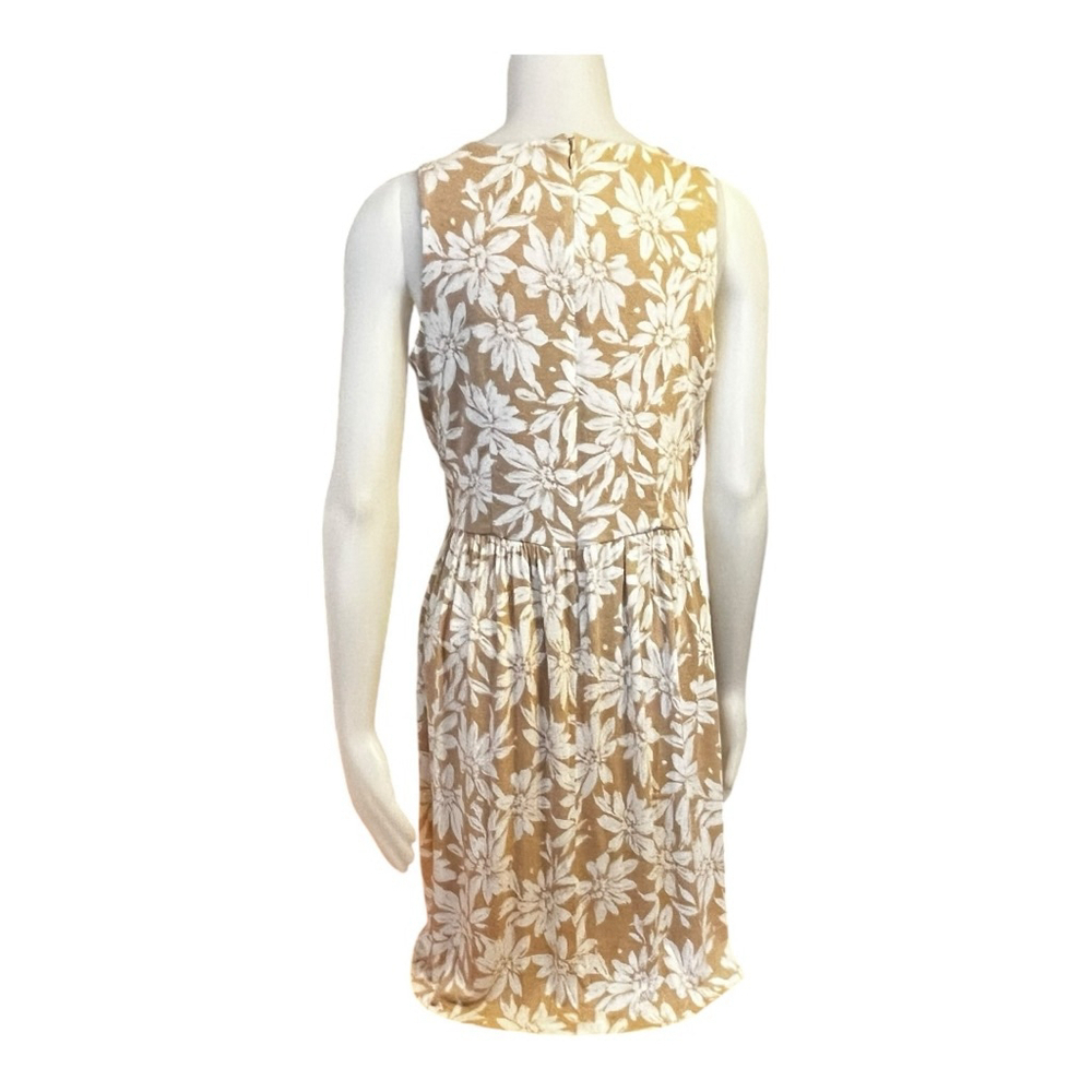 Women's Loft Stretch Jersey Tank Sun Dress, MP, Tan White Floral Print - Picture 9 of 16
